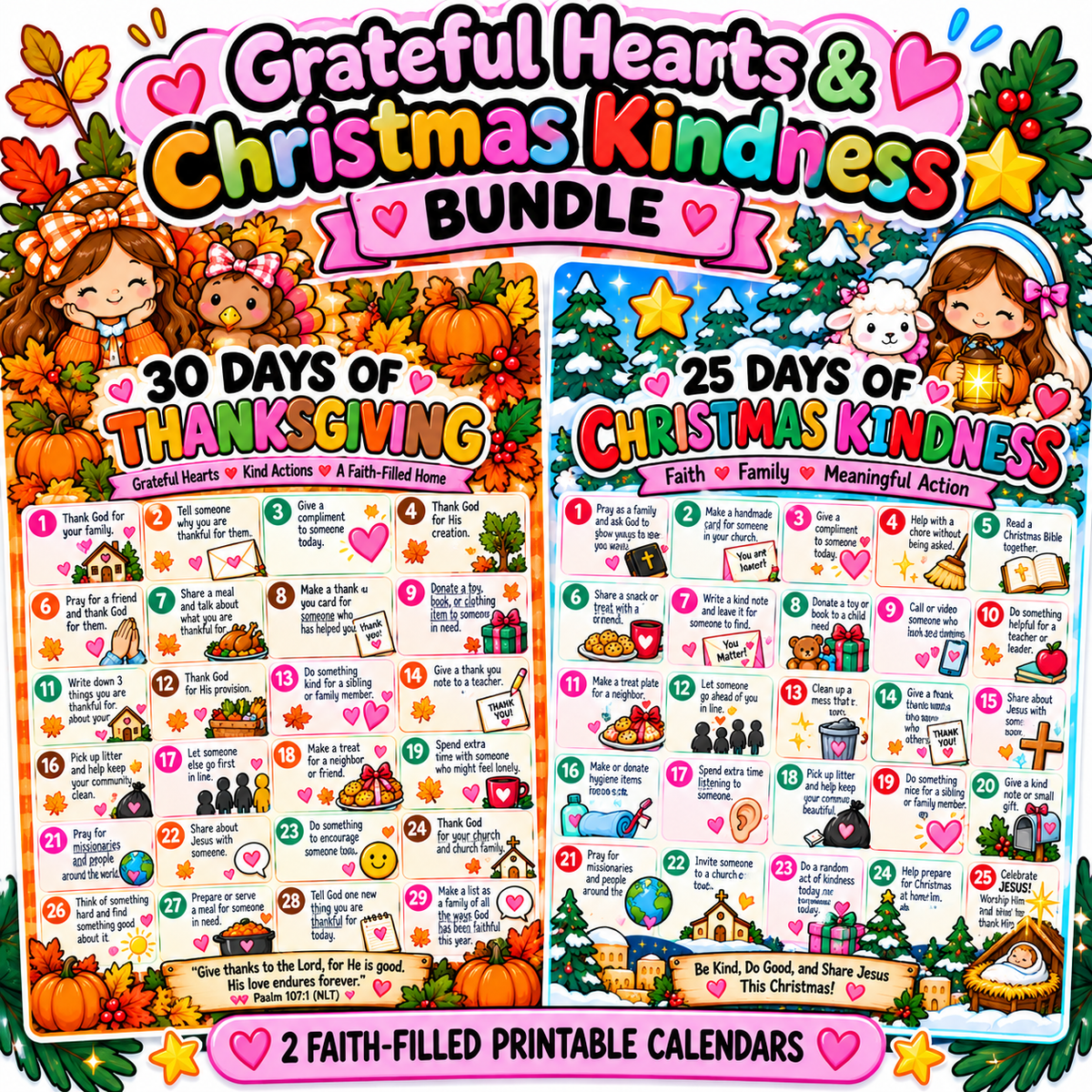 Thanksgiving Grateful Hearts & Christmas Kindness Bundle