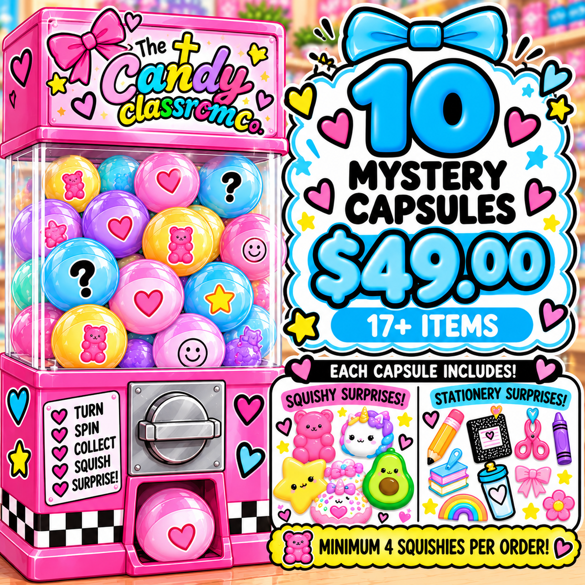 The Candy Classroom Co. Mystery Capsule Game – 10 Capsules! 💕