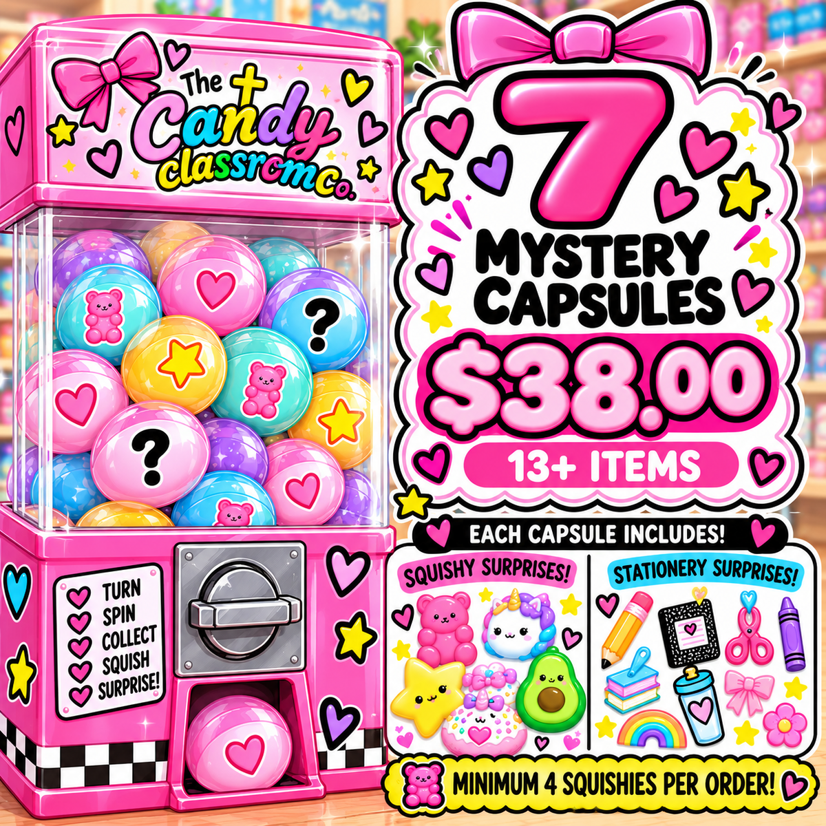 The Candy Classroom Co. Mystery Capsule Game – 7 Capsules!