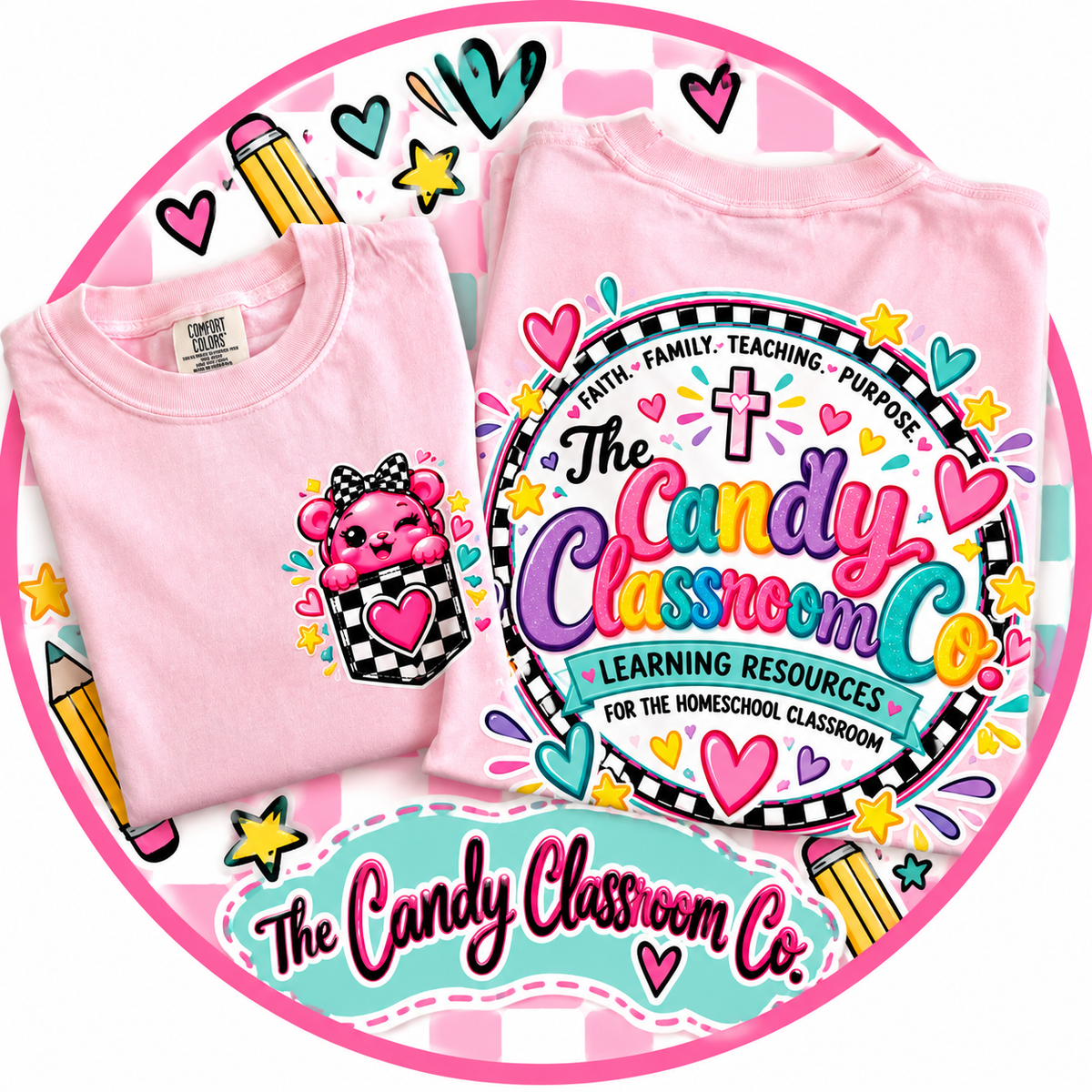 The Candy Classroom Signature Tee- Pink Gummy Bear