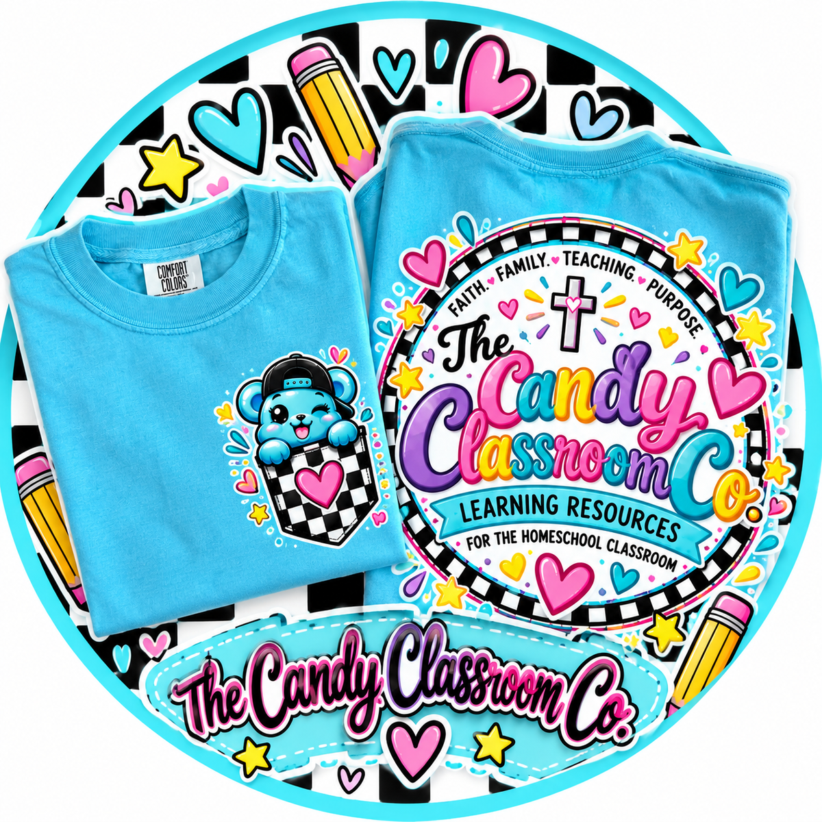 The Candy Classroom Co. Signature Tee – Blue Gummy Bear