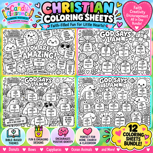 God Says I Am Amazing Coloring Sheet Bundle