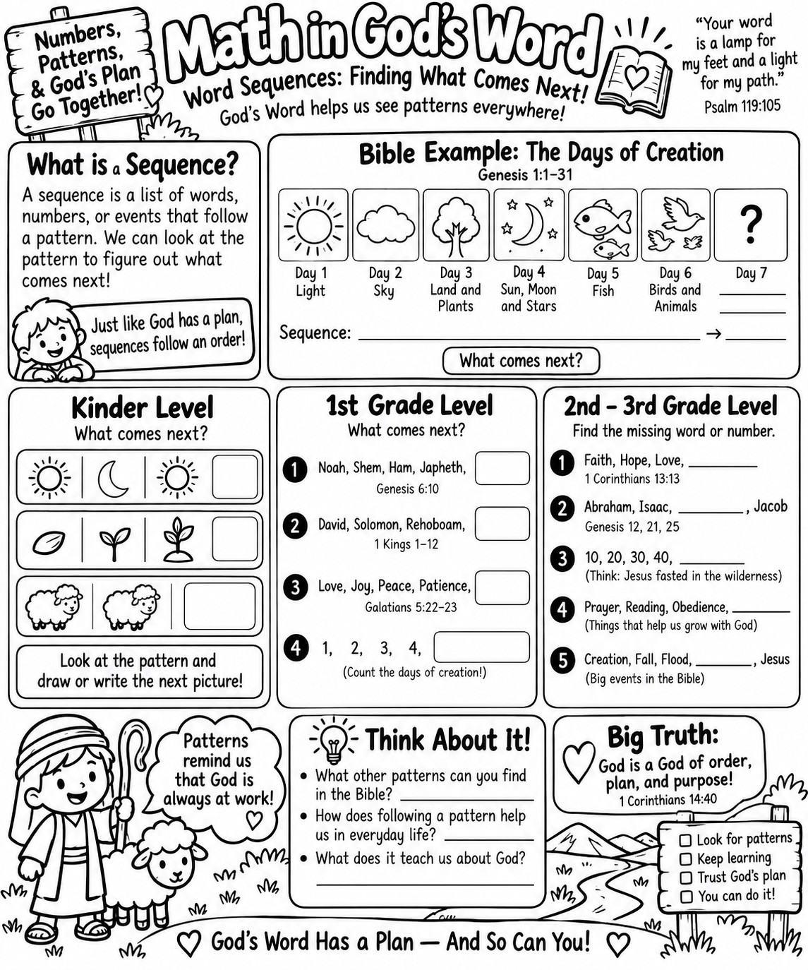 Math in God’s Word: Bible-Based Word Sequences Worksheet