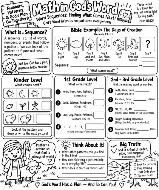Math in God’s Word: Bible-Based Word Sequences Worksheet