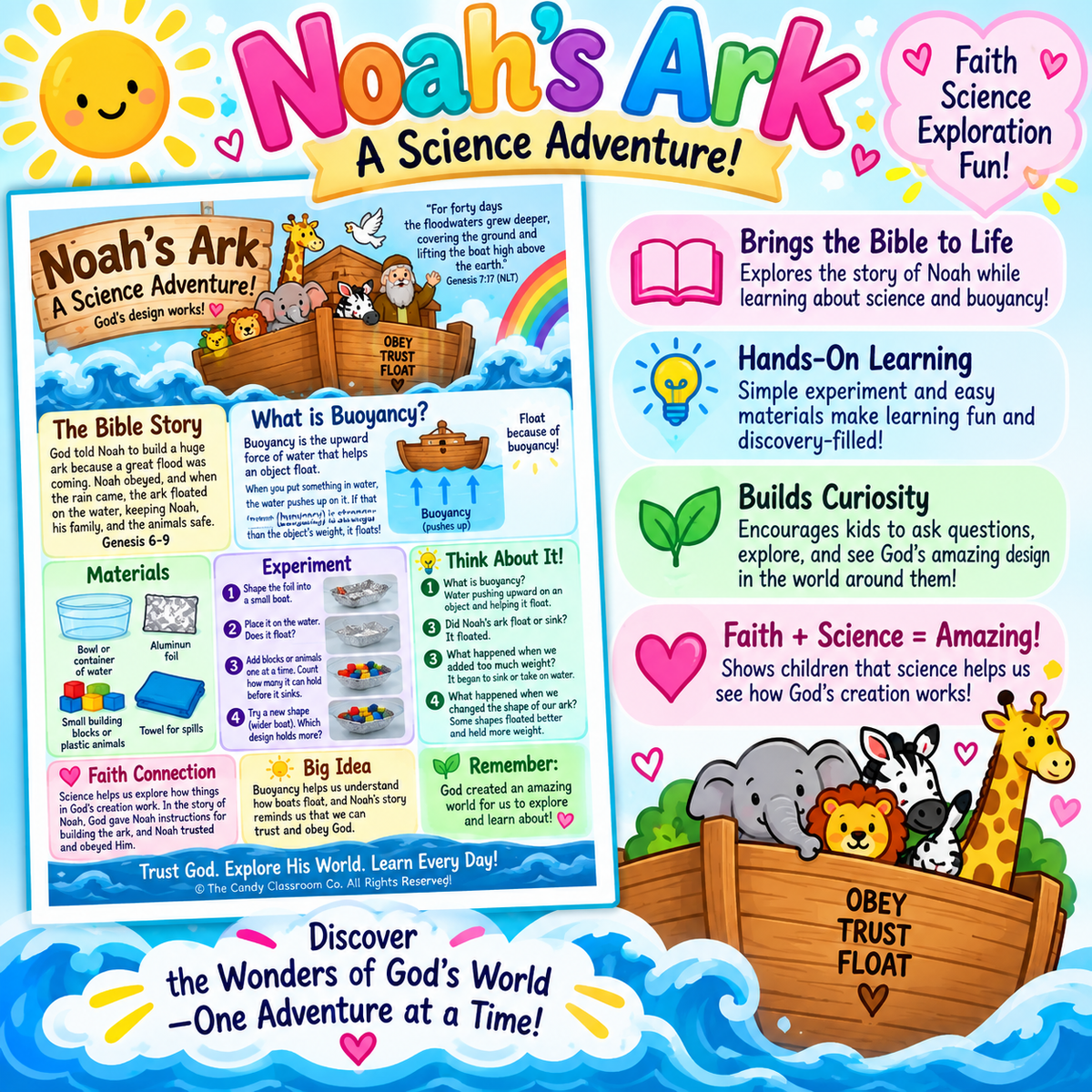Noah's Ark Science Lesson Kinder to 4th Grade